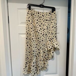 Missguided+ Cream and Black Ruffled Trumpet Midi Skirt